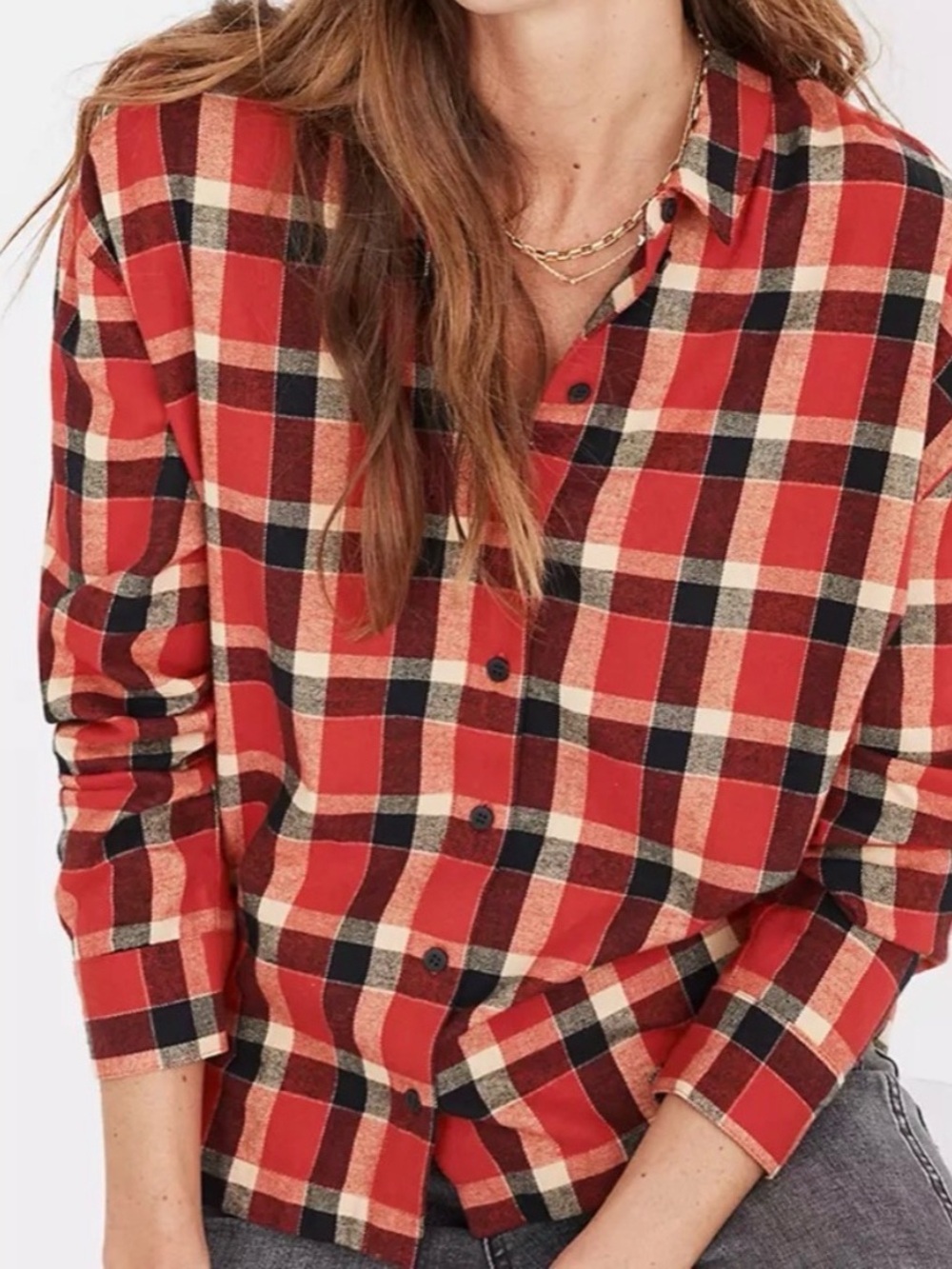 Madewell NWT Newfield Red Plaid Flannel Shirt XL, fishermancore Cabincore
